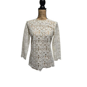 Altar'd State white lace high collared top, size medium